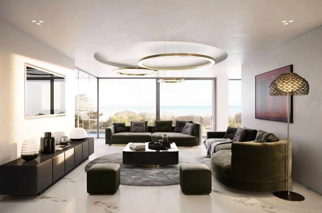 Lustra Pendant Light LED Ring Gold Modern 3-Ring - Image 13