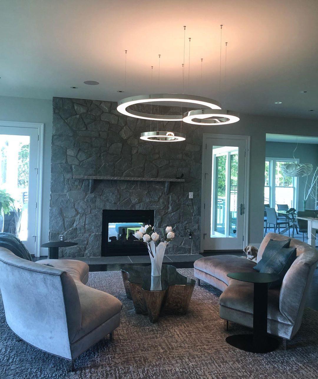 Lustra Pendant Light LED Ring Gold Modern 3-Ring - Image 17