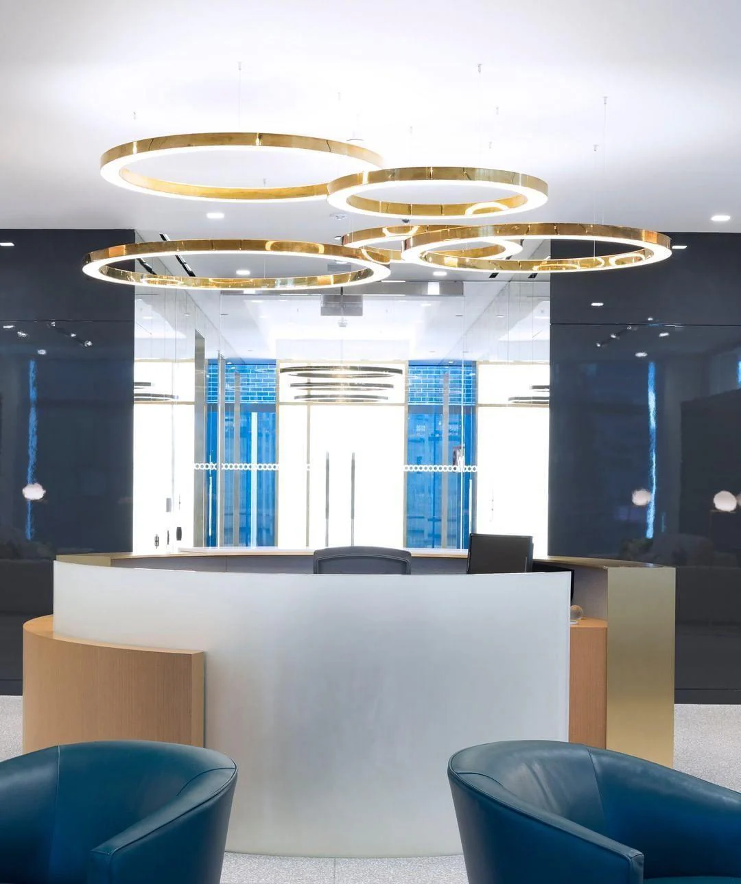 Lustra Pendant Light LED Ring Gold Modern 3-Ring - Image 22