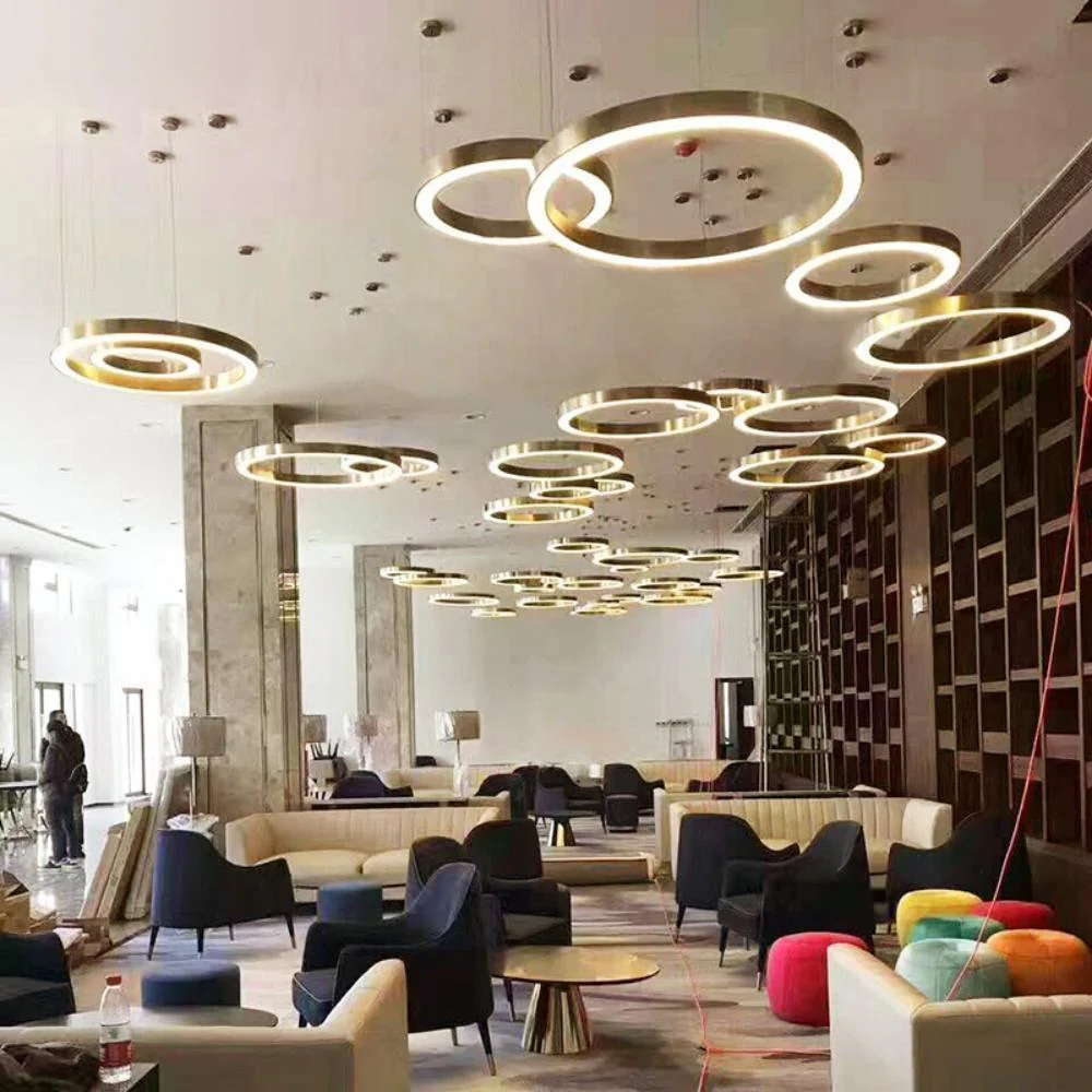 Lustra Pendant Light LED Ring Gold Modern 3-Ring - Image 28