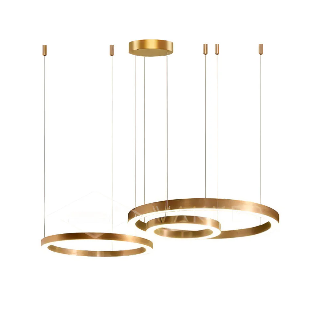 Lustra Pendant Light LED Ring Gold Modern 3-Ring - Image 37