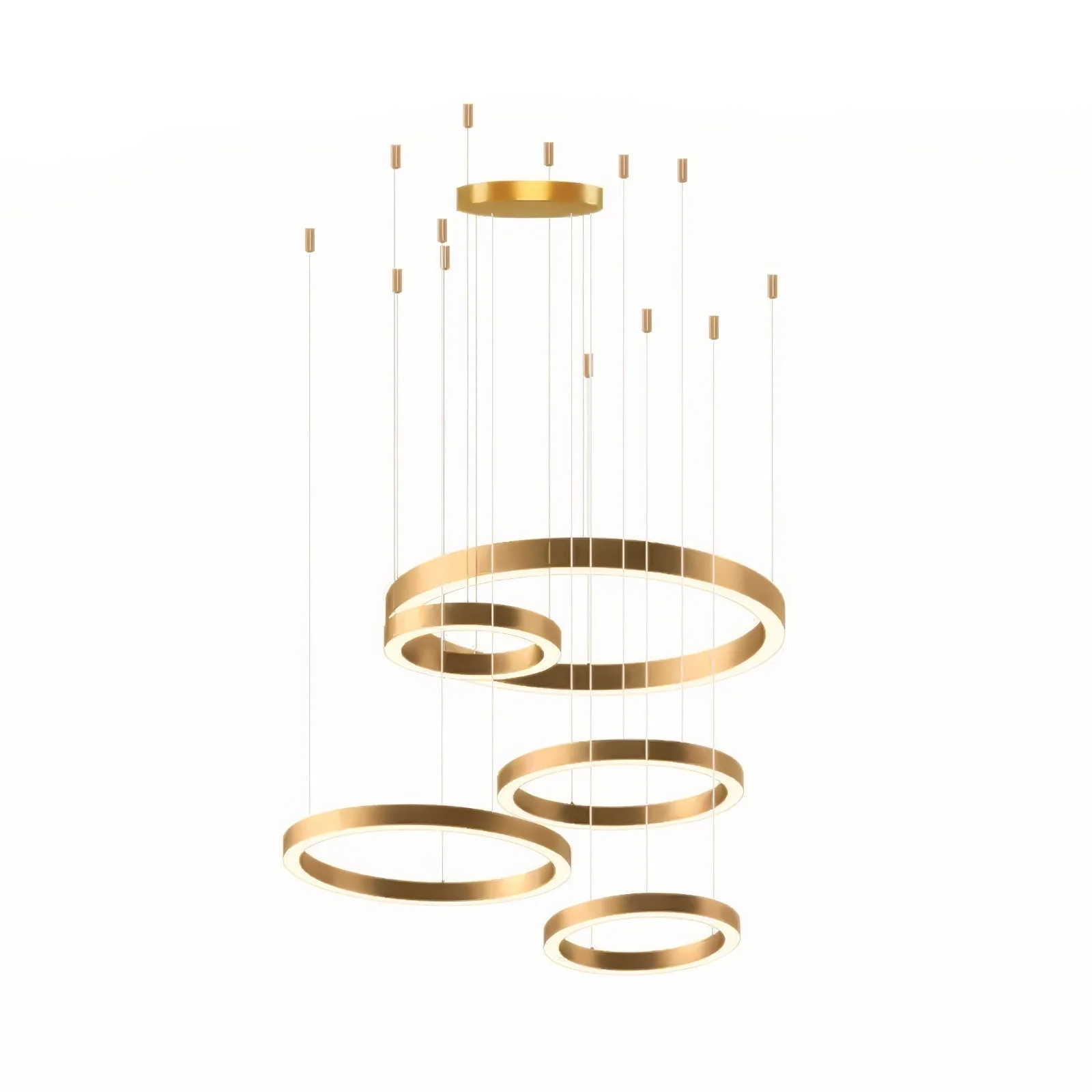 Lustra Pendant Light LED Ring Gold Modern 3-Ring - Image 39