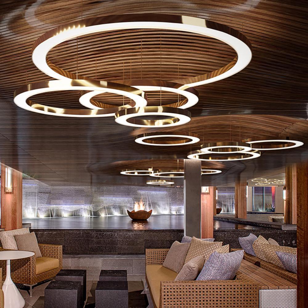 Lustra Pendant Light LED Ring Gold Modern 3-Ring - Image 4