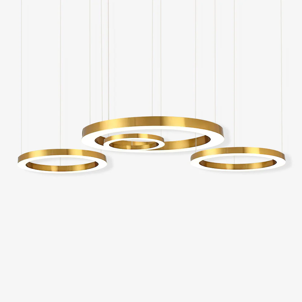 Lustra Pendant Light LED Ring Gold Modern 3-Ring - Image 42