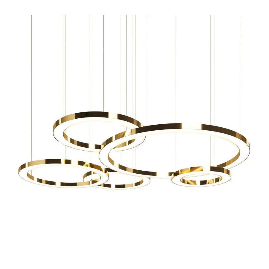 Lustra Pendant Light LED Ring Gold Modern 3-Ring - Image 56