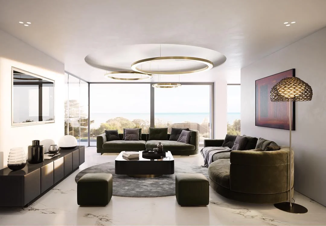Lustra Pendant Light LED Ring Gold Modern 3-Ring - Image 6