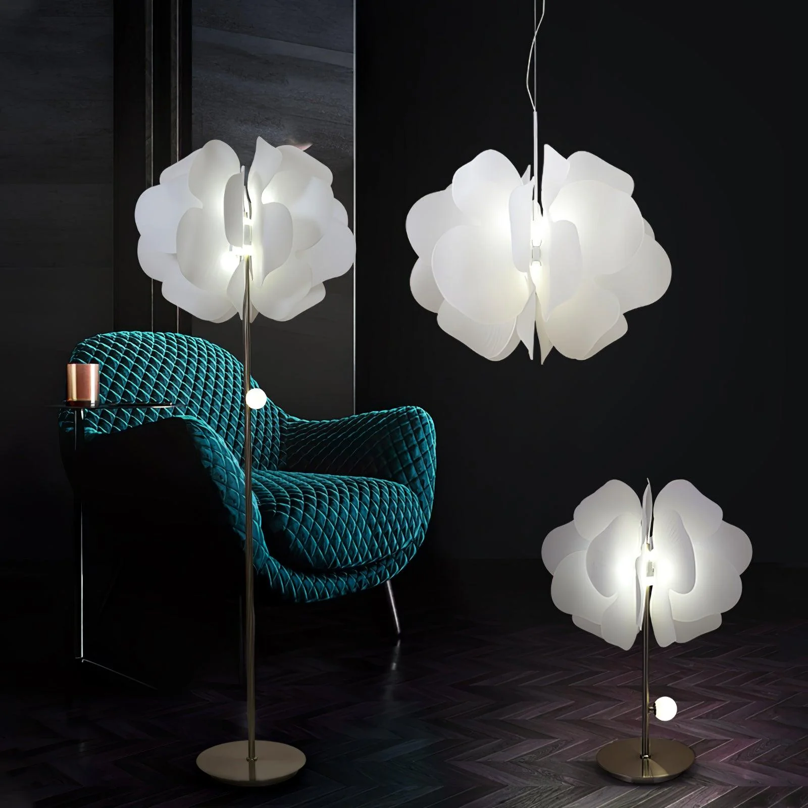 Lustra Pendant Light Plastic Floral - Image 16