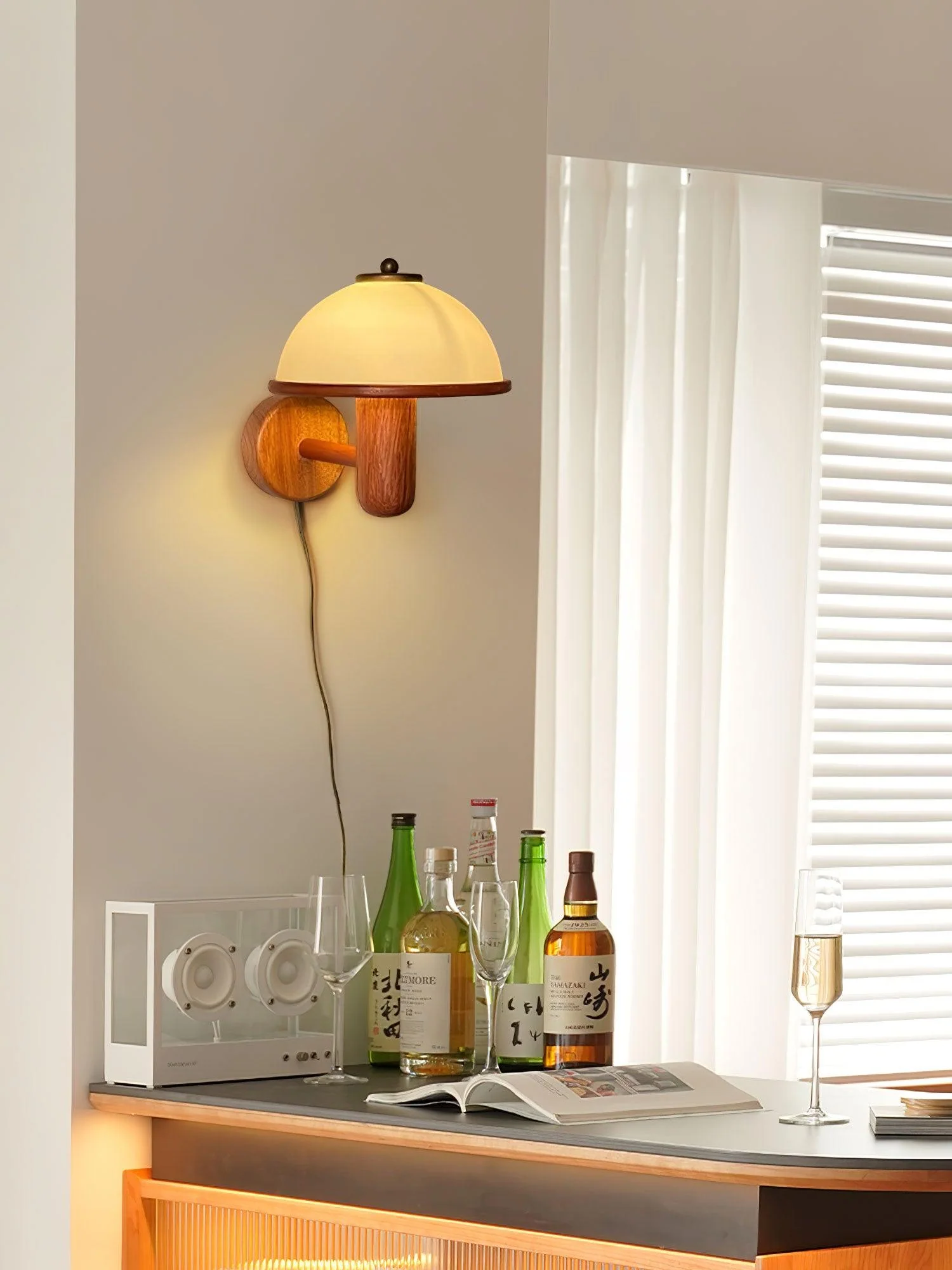 Lustra Wall Lamp Mushroom Wood Oak - Image 15