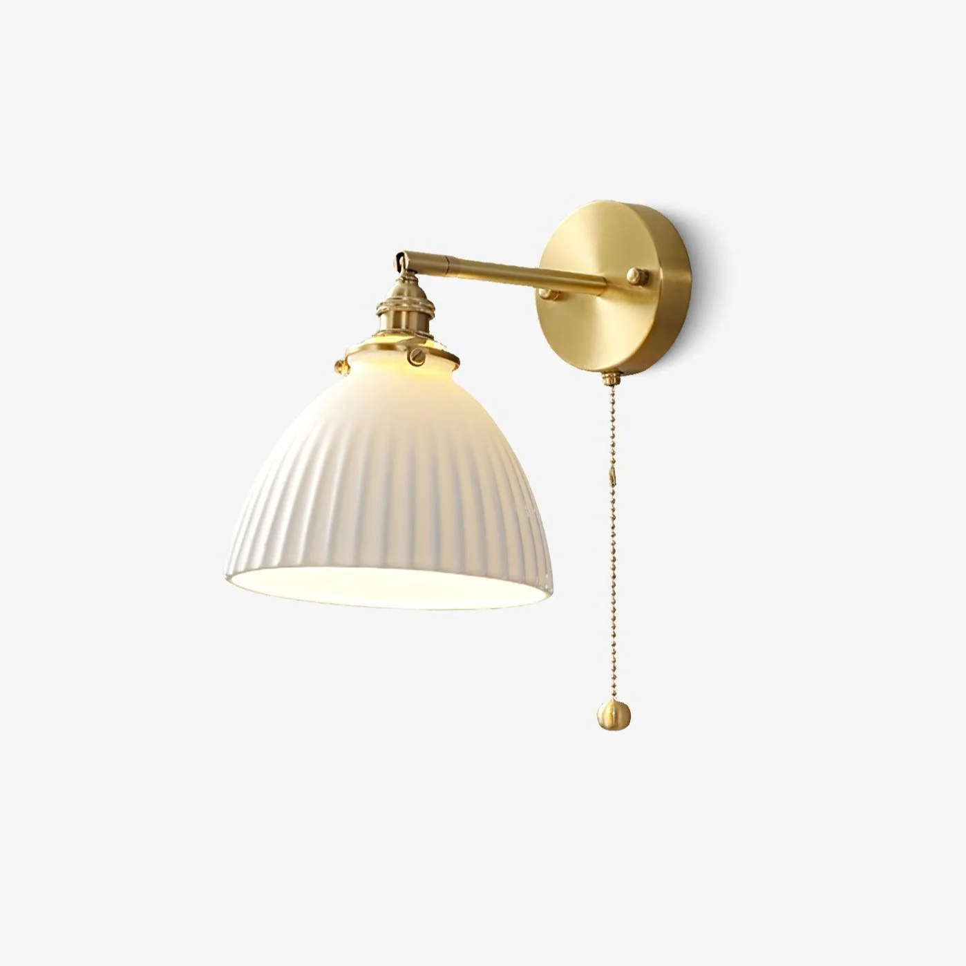 Lustra Wall Lamp Pleated Ceramic Brass