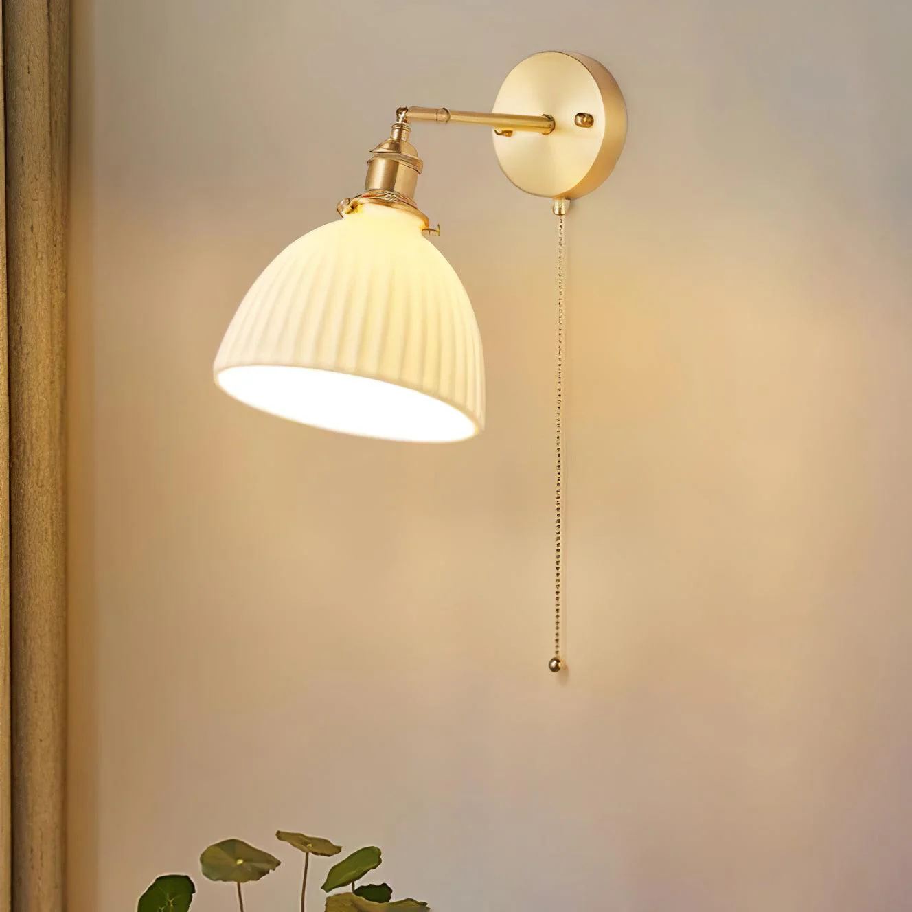 Lustra Wall Lamp Pleated Ceramic Brass - Image 15