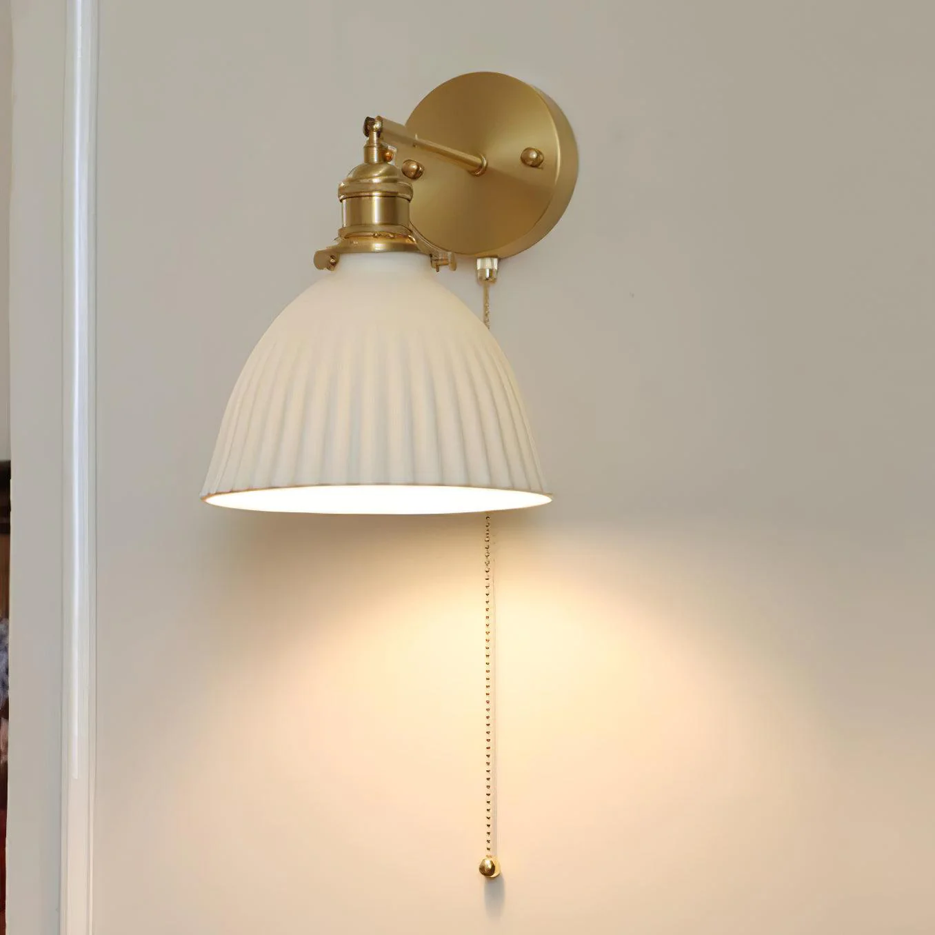 Lustra Wall Lamp Pleated Ceramic Brass - Image 26