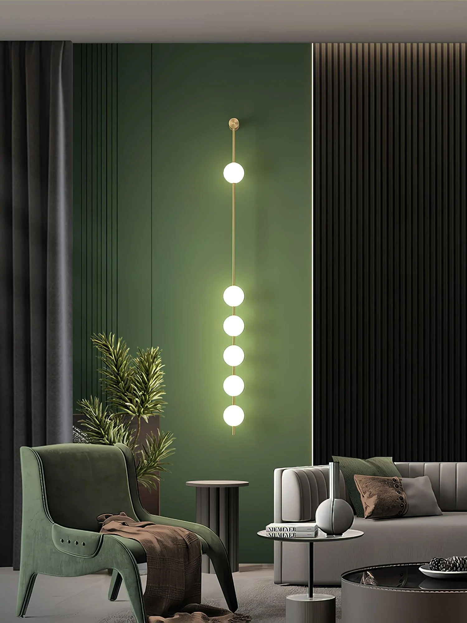 Lustra Wall Lamp Vertical Balls Brass - Image 63