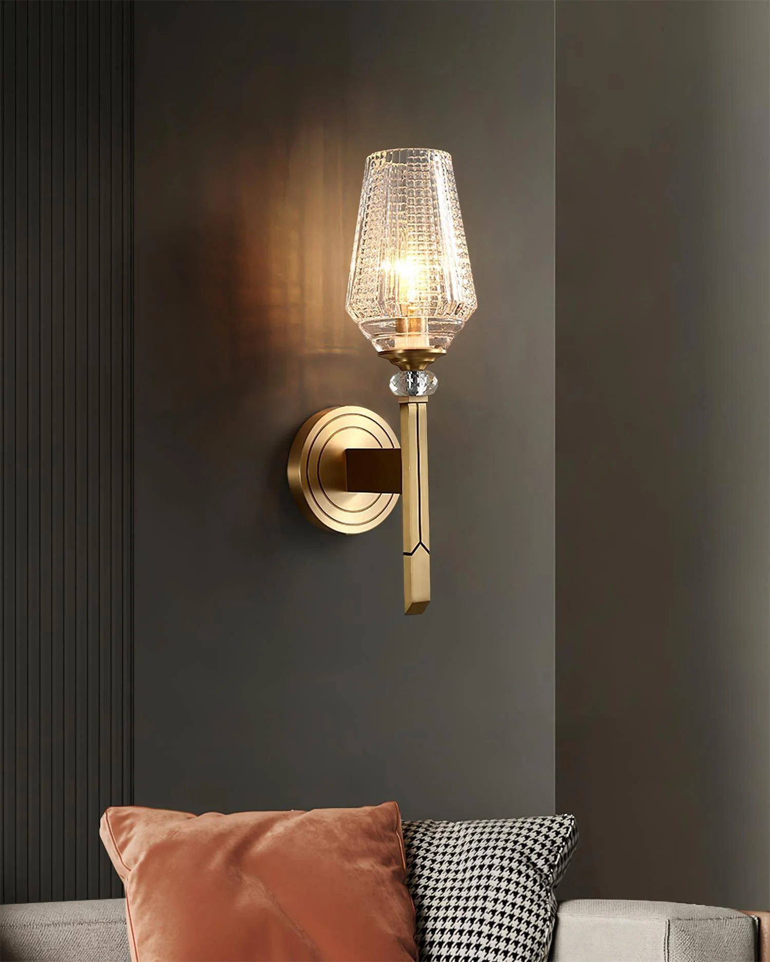 Lustra Wall Light Brass Crystal Elegant - Image 13