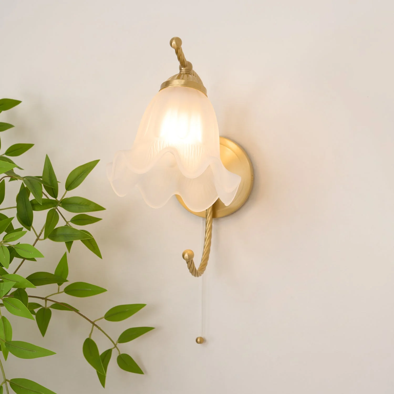 Lustra Wall Sconce Brass Gooseneck Glass - Image 17