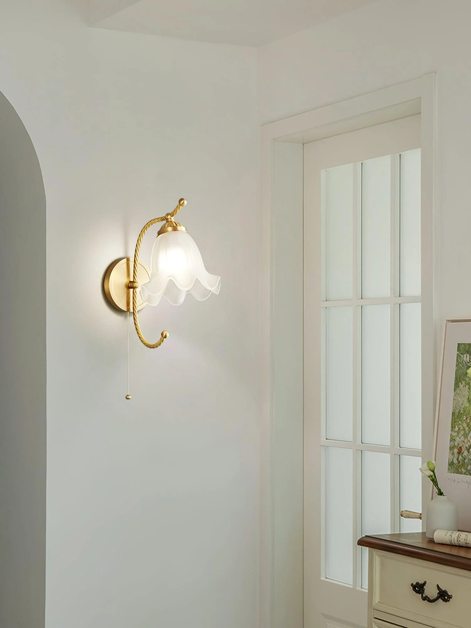Lustra Wall Sconce Brass Gooseneck Glass - Image 3
