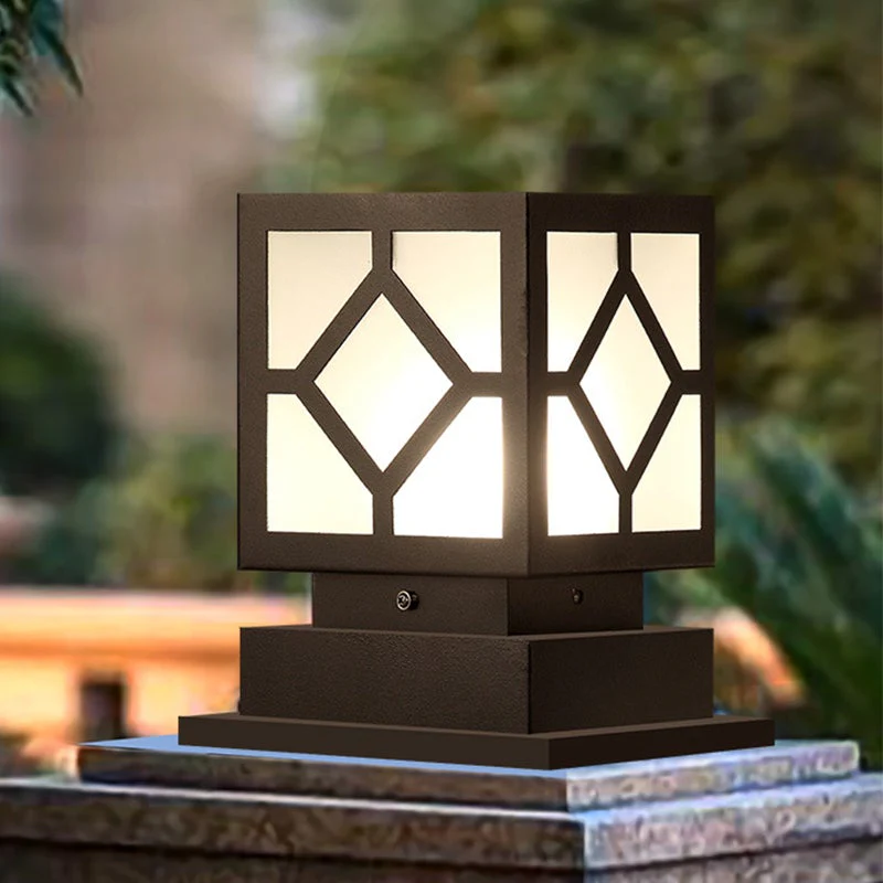 Luther Square LED Modern Steel Outdoor Post Lamp