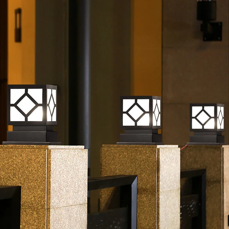 Luther Square LED Modern Steel Outdoor Post Lamp - Image 11