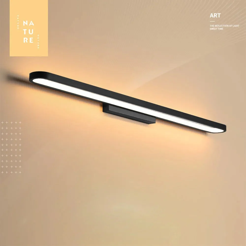 Luxa Modern Metal Wall Lamp Mirror Front, Curved, Black/Coffee - Image 6
