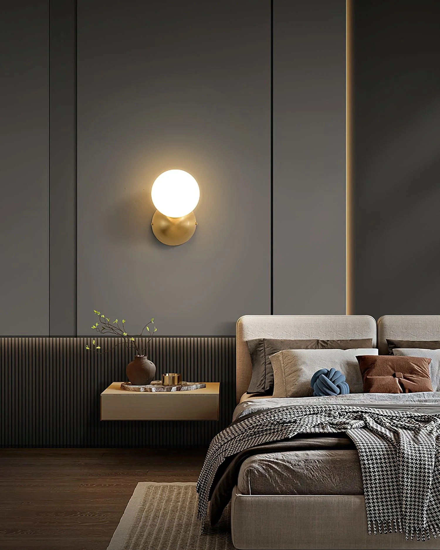 Lysola Sphere Glass Brass Wall Light - Image 10