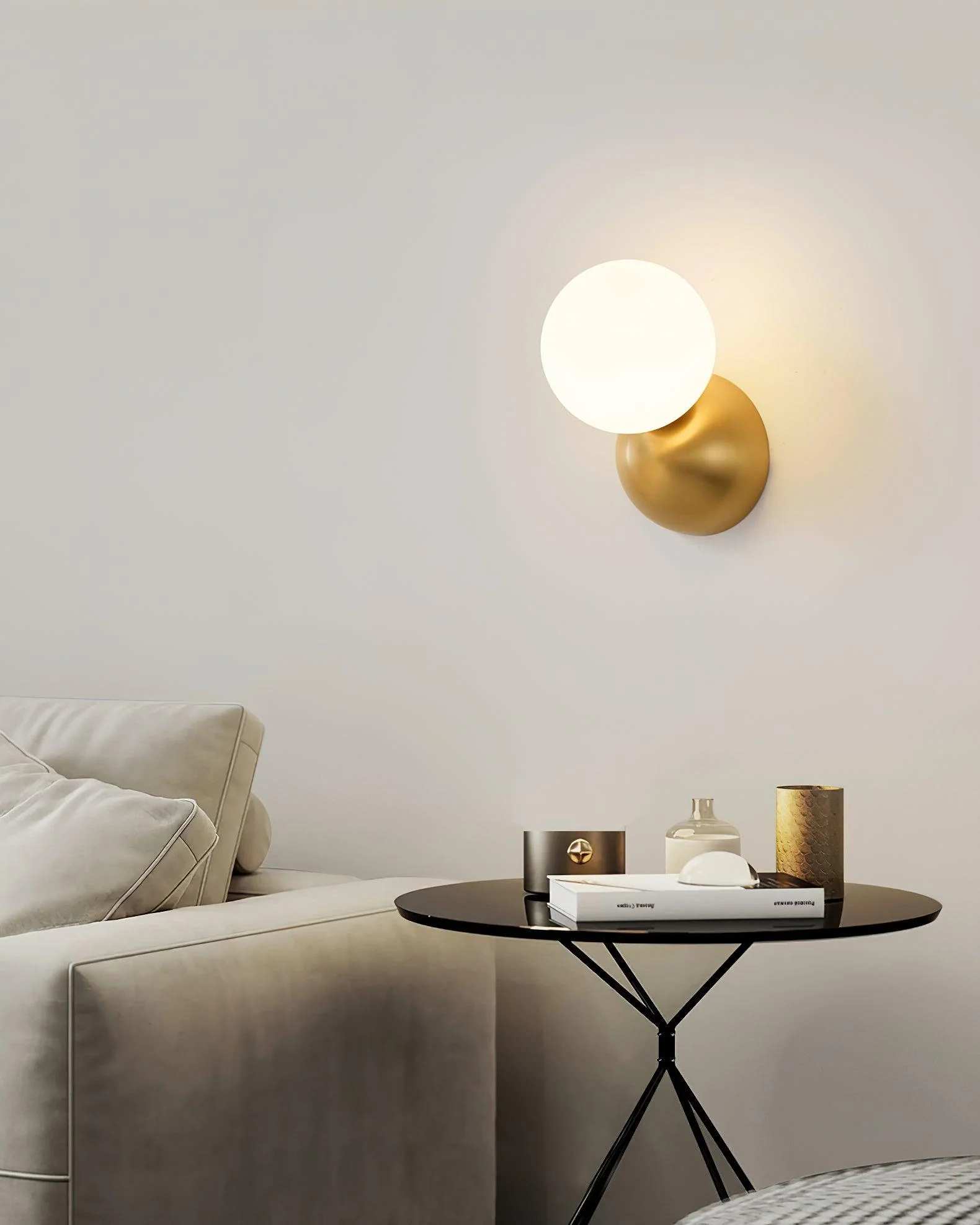 Lysola Sphere Glass Brass Wall Light - Image 20