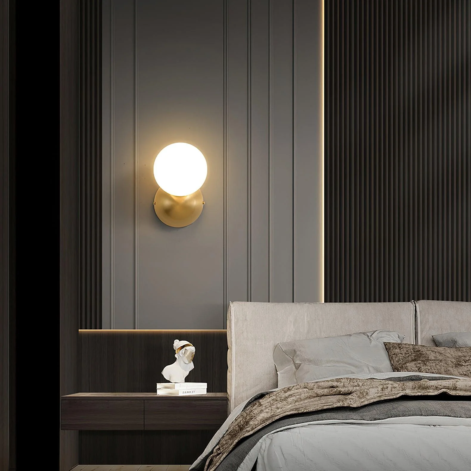 Lysola Sphere Glass Brass Wall Light - Image 24