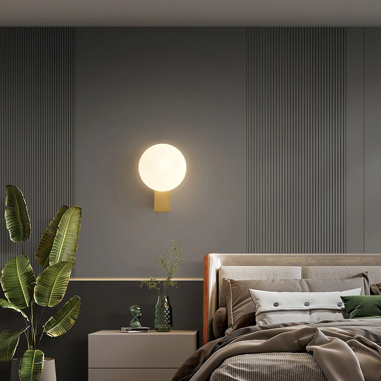 Lysola Sphere Glass Brass Wall Light - Image 25