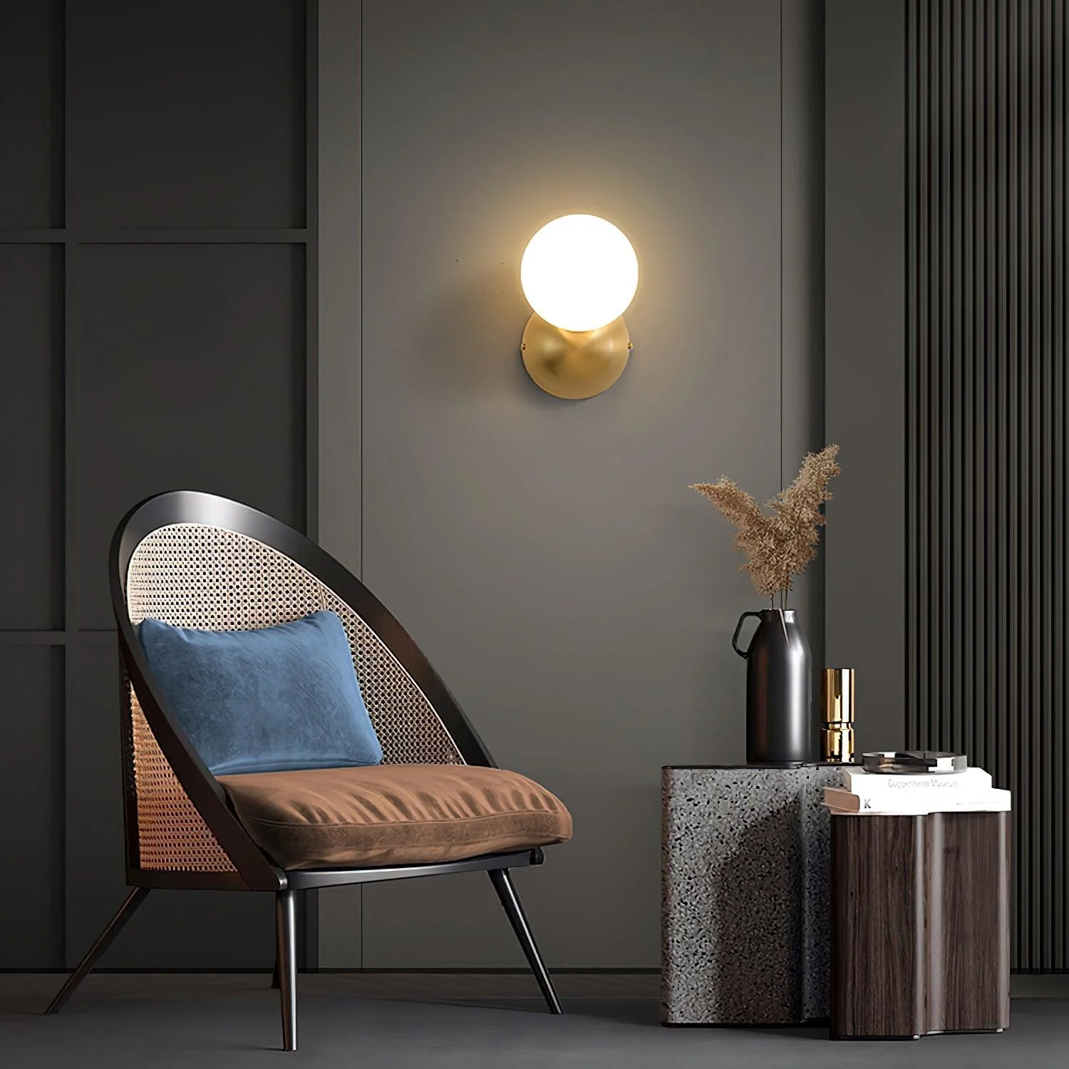 Lysola Sphere Glass Brass Wall Light - Image 6