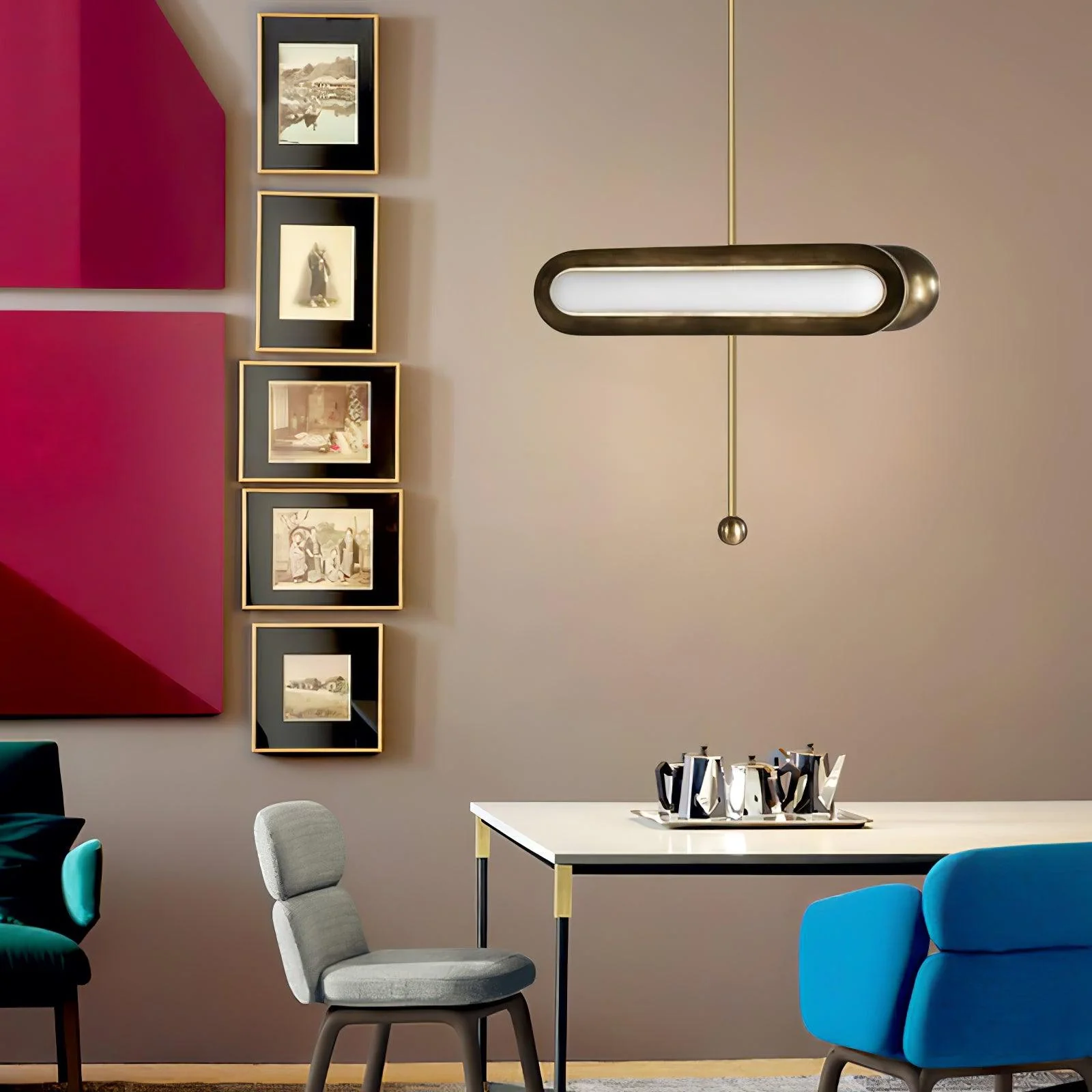 Lyvinaris Geometric Brass Linear Pendant Light - Image 11