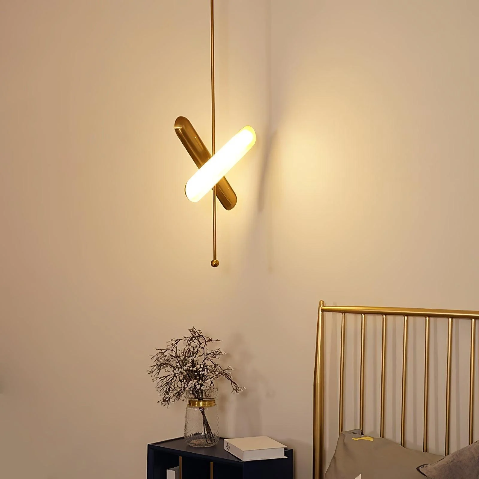 Lyvinaris Geometric Brass Linear Pendant Light - Image 18