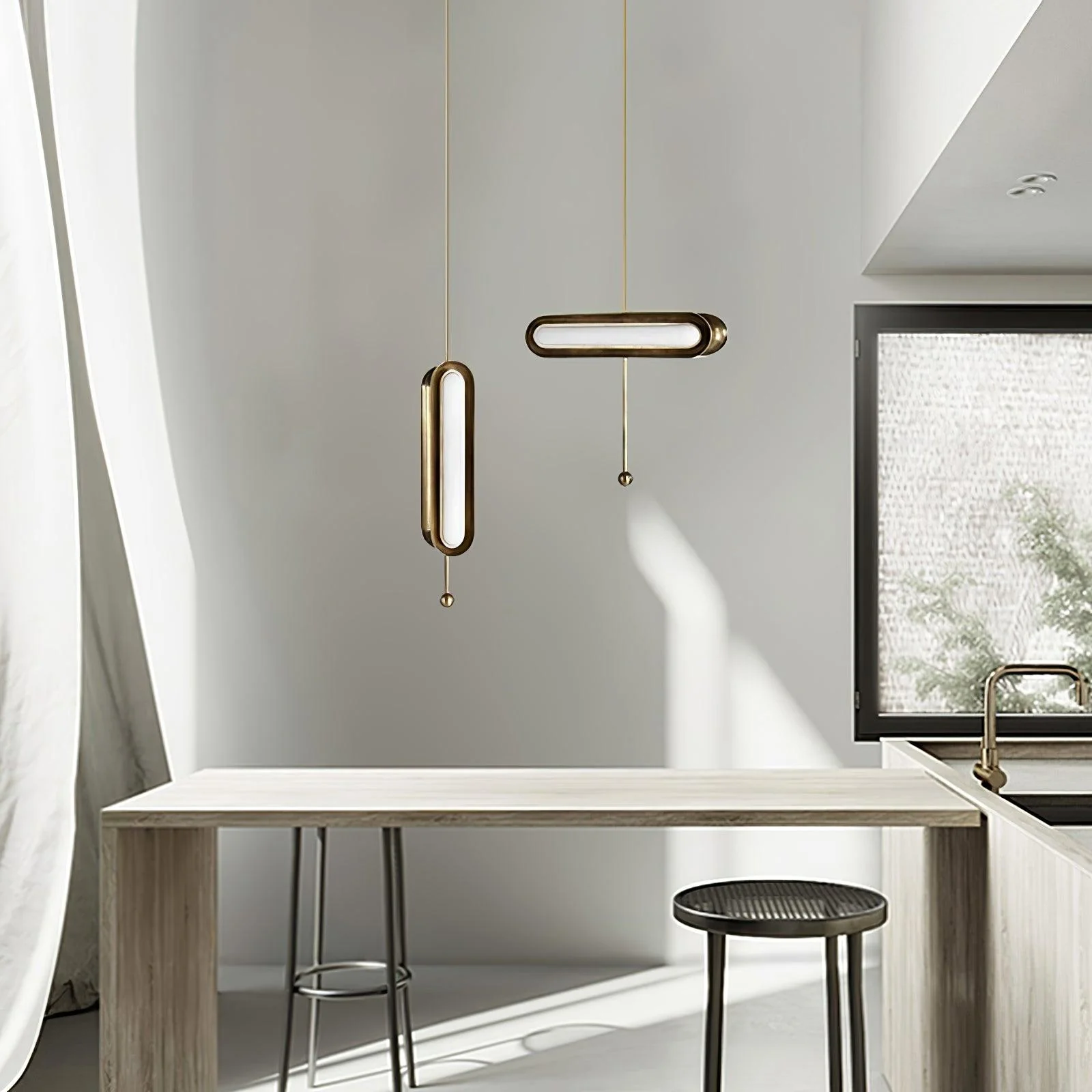 Lyvinaris Geometric Brass Linear Pendant Light - Image 28