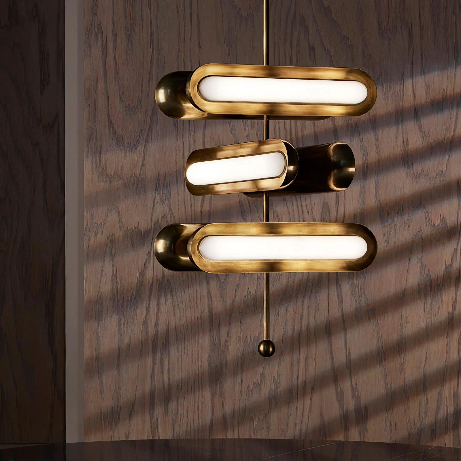 Lyvinaris Geometric Brass Linear Pendant Light - Image 3