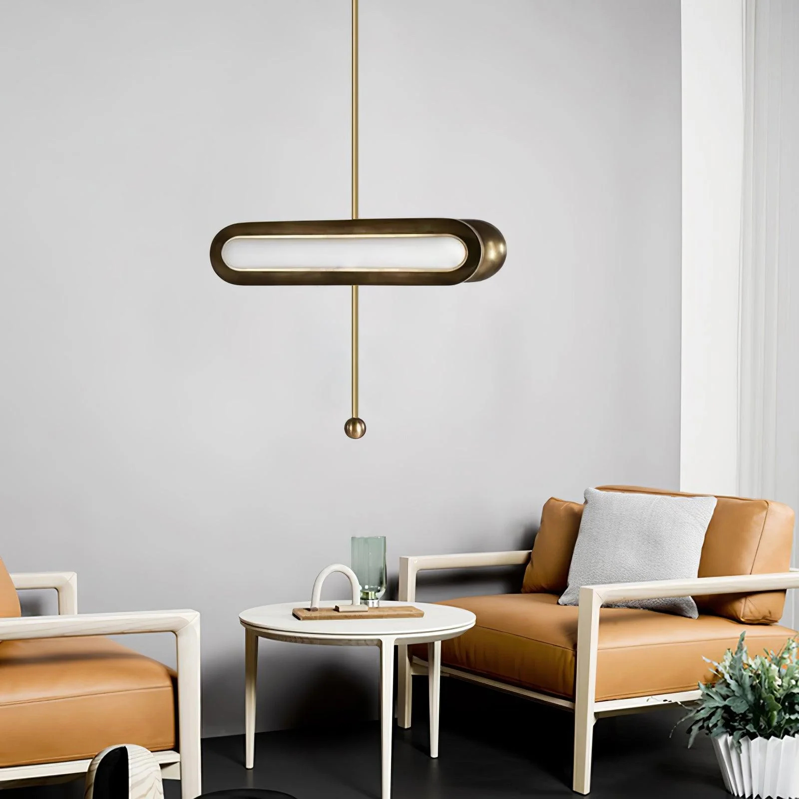 Lyvinaris Geometric Brass Linear Pendant Light - Image 8