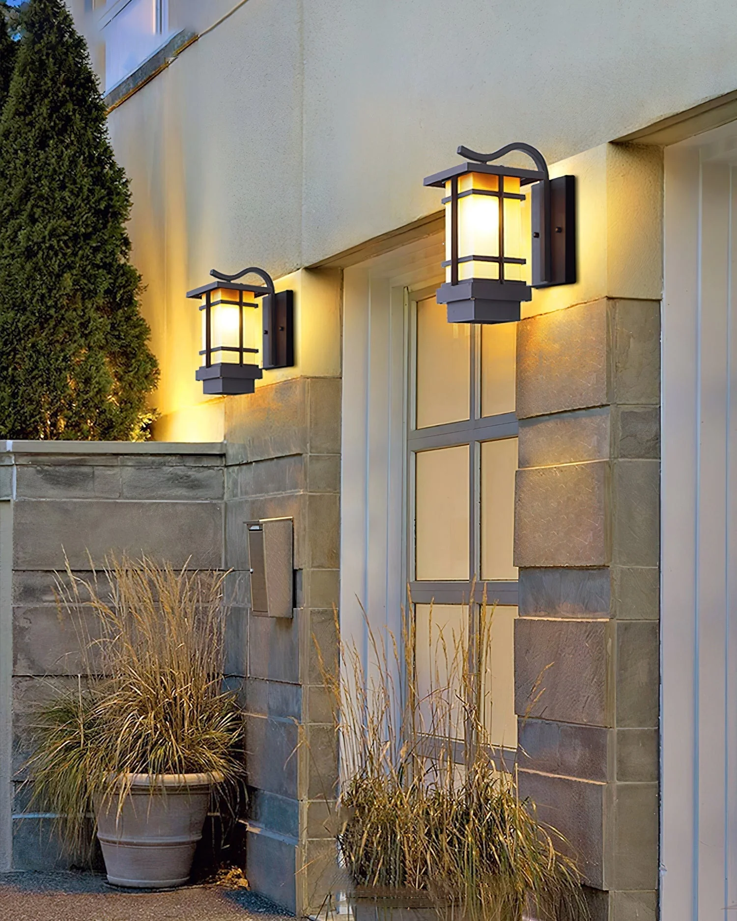 Madison Unique Glass Lantern Outdoor Wall Lamp - Image 11