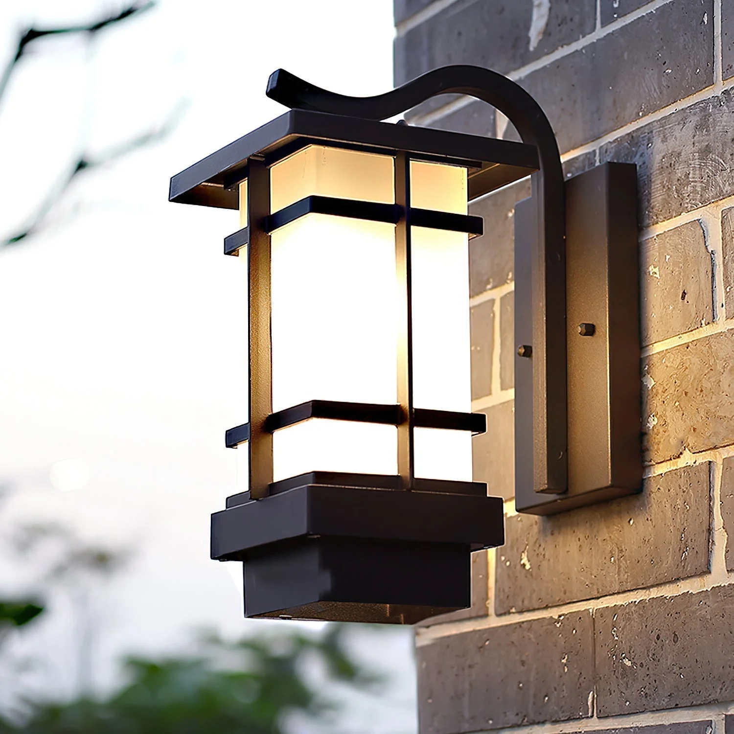 Madison Unique Glass Lantern Outdoor Wall Lamp - Image 3