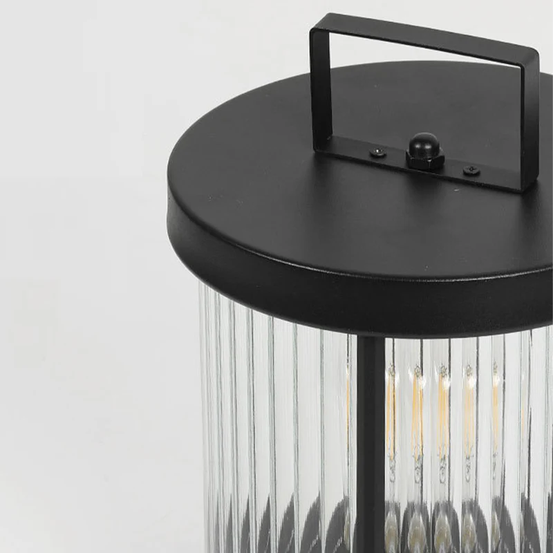 Melissa Striped Cylindrical Portable Glass Outdoor Lanterns - Image 10
