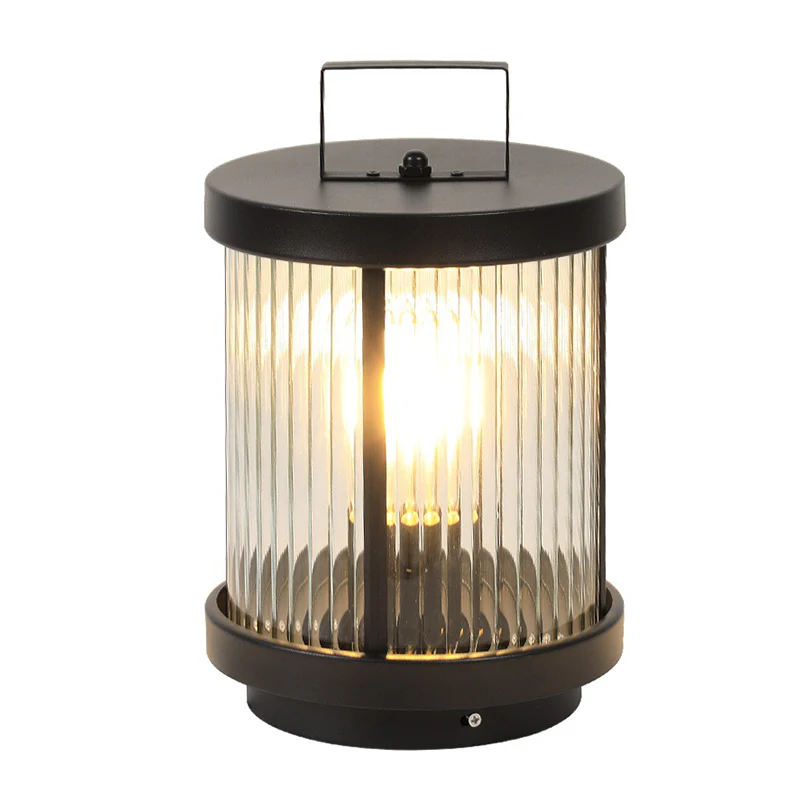Melissa Striped Cylindrical Portable Glass Outdoor Lanterns - Image 5