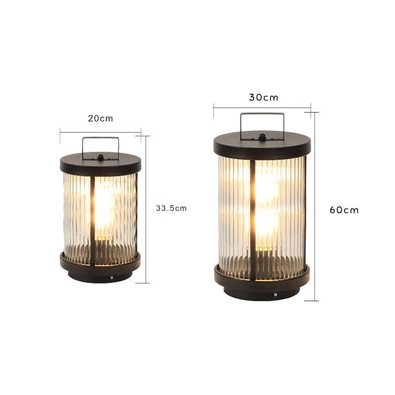 Melissa Striped Cylindrical Portable Glass Outdoor Lanterns - Image 6