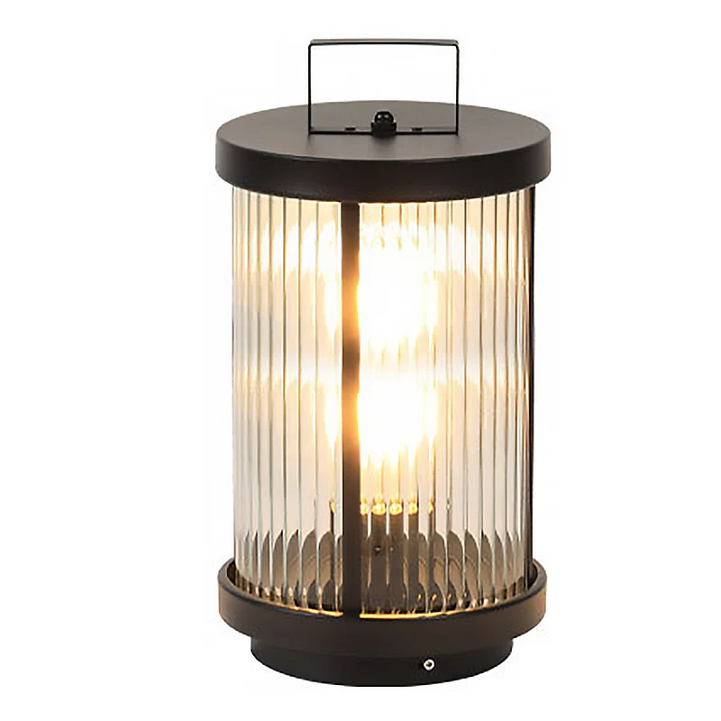 Melissa Striped Cylindrical Portable Glass Outdoor Lanterns - Image 7