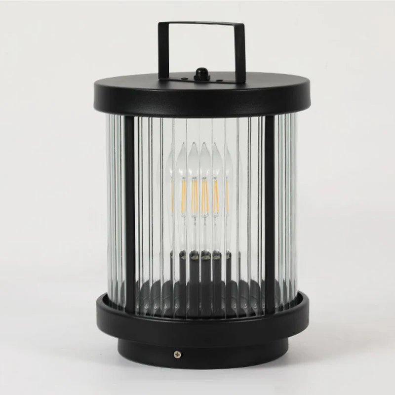 Melissa Striped Cylindrical Portable Glass Outdoor Lanterns - Image 9