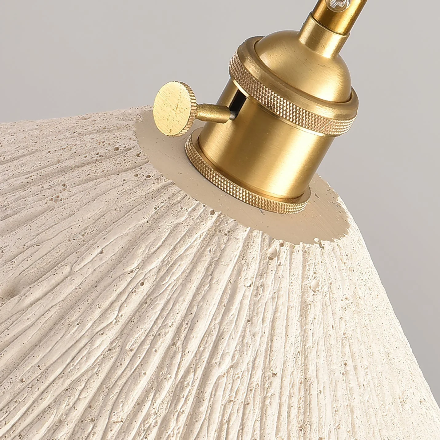 Microcement Pendant Lamp Adjustable Fabric Shade - Image 7