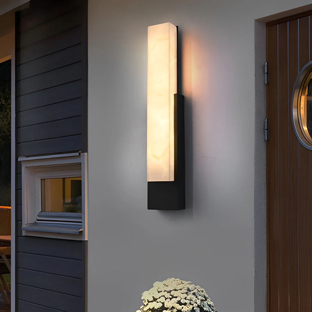 Mirabelle Imitation Shade LED Modern Marble Outdoor Wall Light