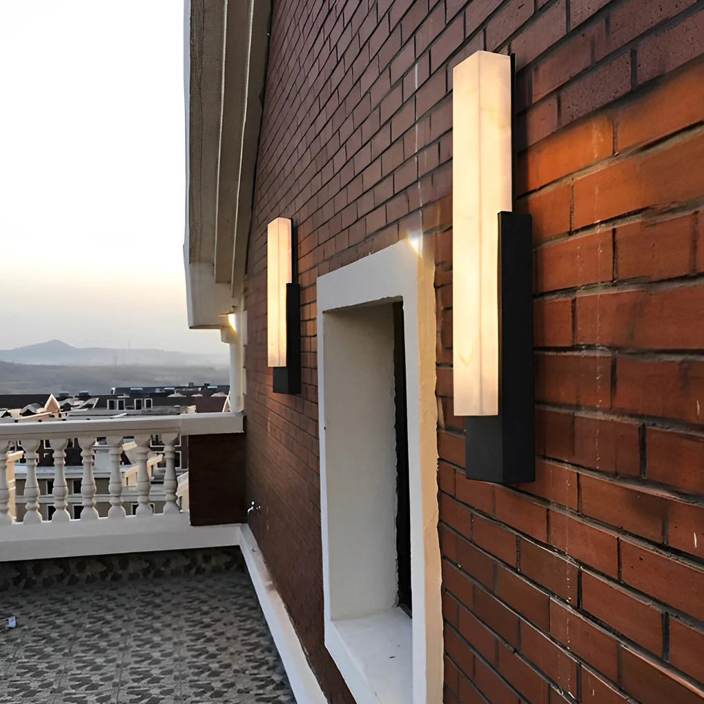 Mirabelle Imitation Shade LED Modern Marble Outdoor Wall Light - Image 5