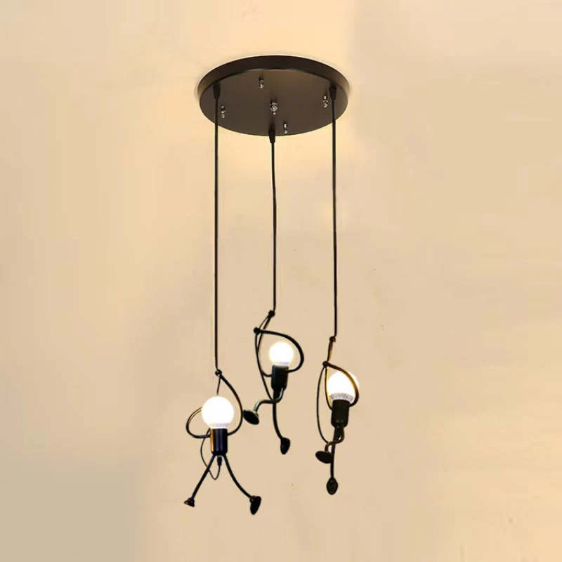 Miro Retro Modern Iron Man Pendant Light, Black - Image 15