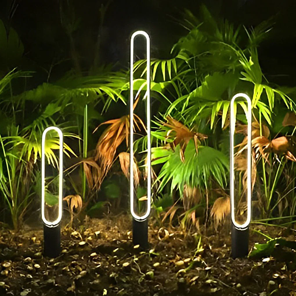 Modern Long Linear LED Solar Pathway Lights in Black , Waterproof