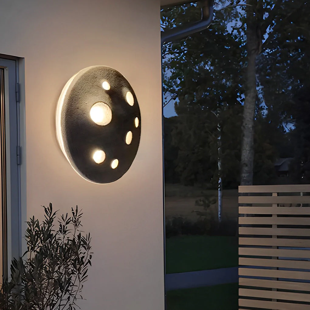 Muriel Creative Lunar Crater Stone Outdoor Wall Lamp - Image 3