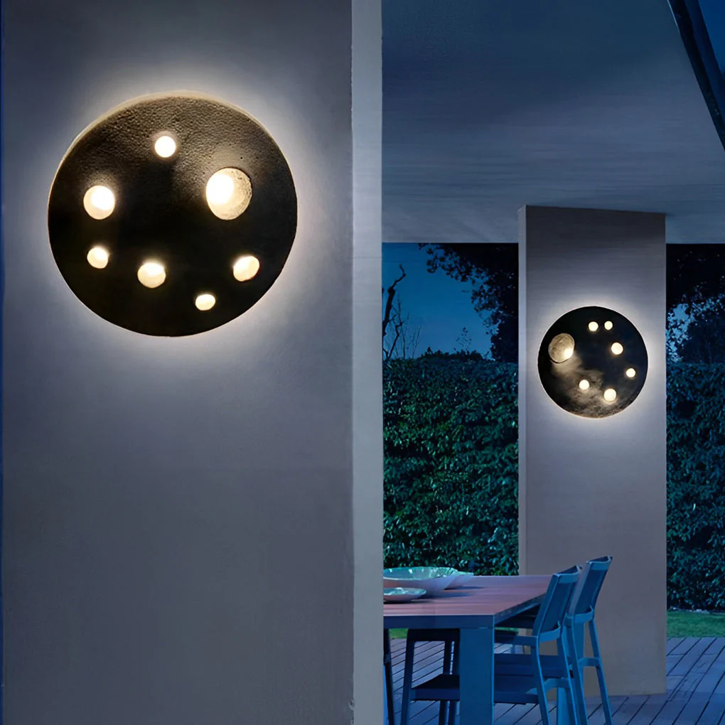 Muriel Creative Lunar Crater Stone Outdoor Wall Lamp - Image 4
