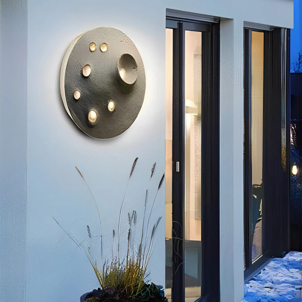 Muriel Creative Lunar Crater Stone Outdoor Wall Lamp - Image 5