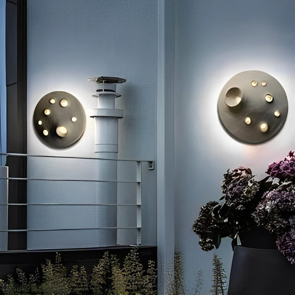 Muriel Creative Lunar Crater Stone Outdoor Wall Lamp - Image 6