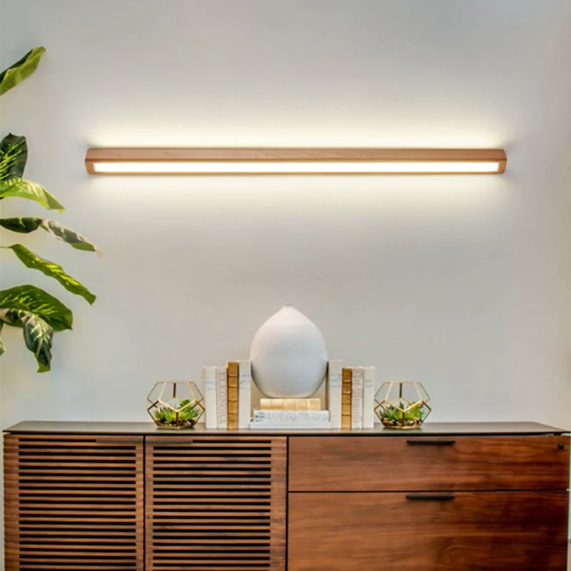 Muto Linear Mirror Wooden Front Vanity Wall Lamp - Image 2
