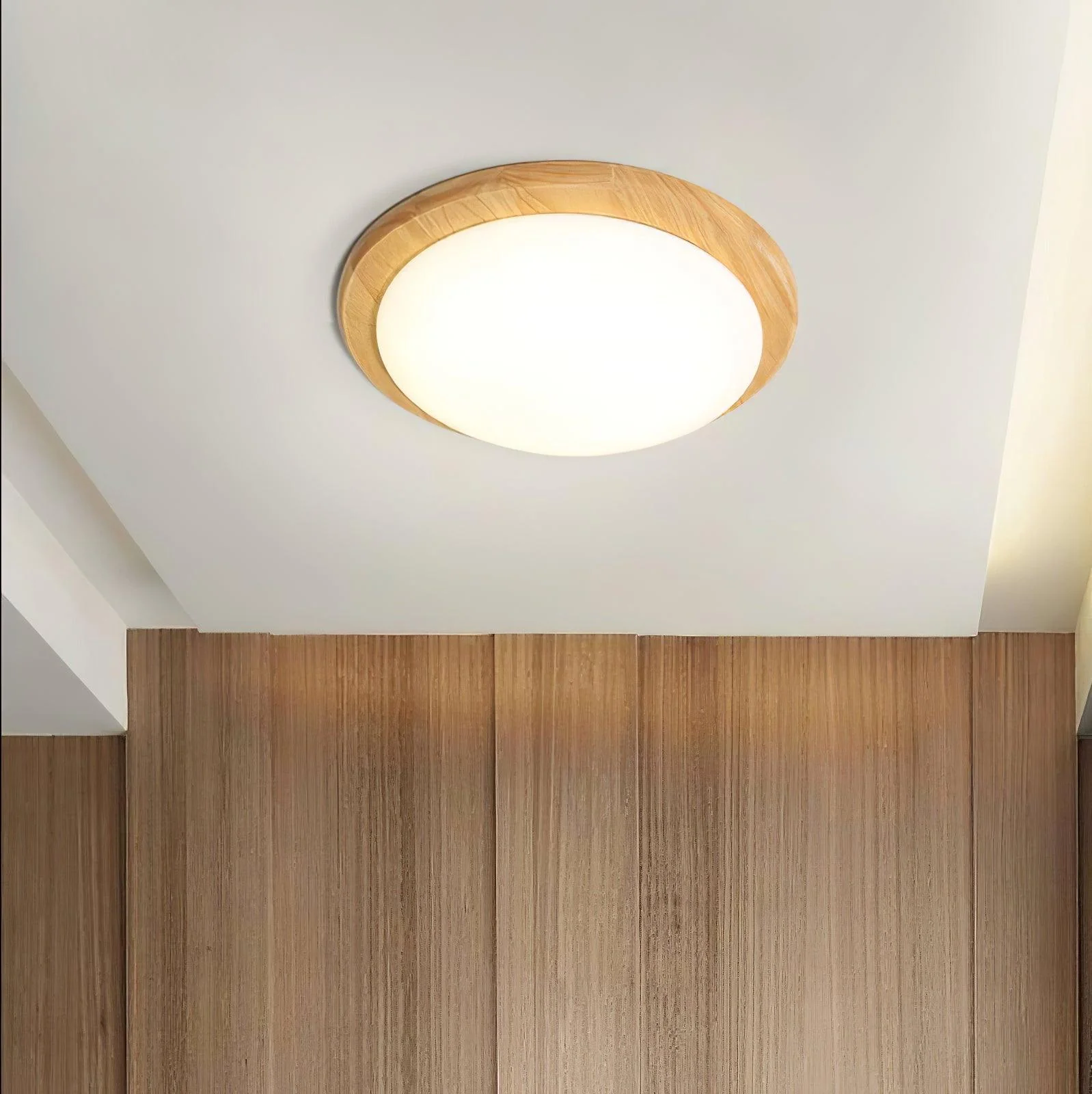 Myshae Modern Minimalist Drum Wood Ceiling Lamp - Image 21